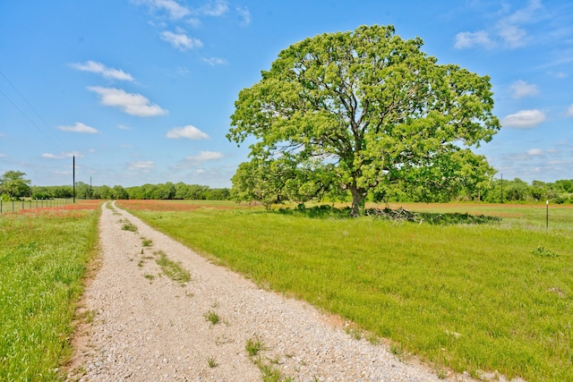 view of street with a rural view