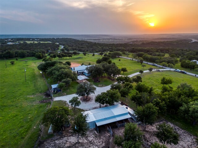 view of aerial view at dusk