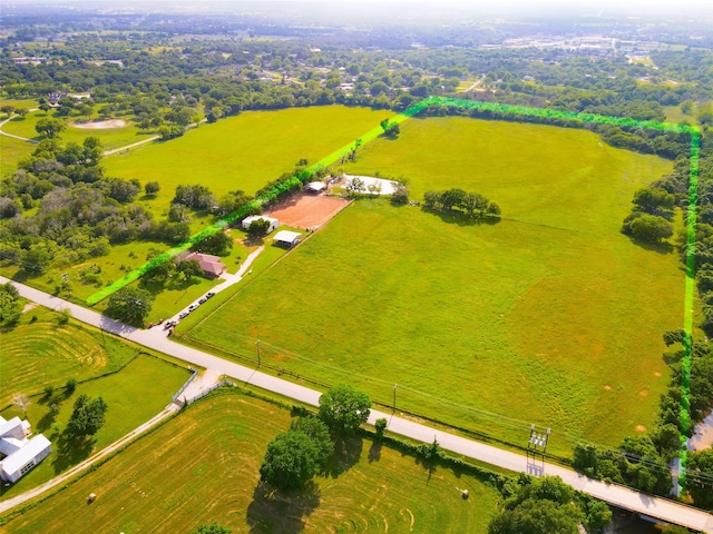 bird's eye view with a rural view