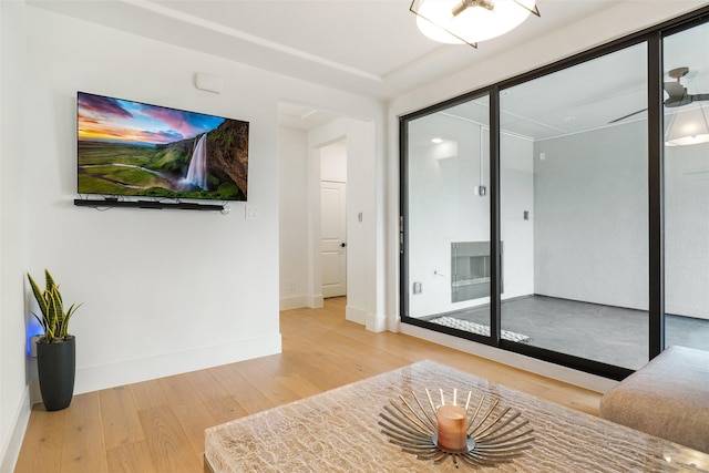 interior space with hardwood / wood-style flooring