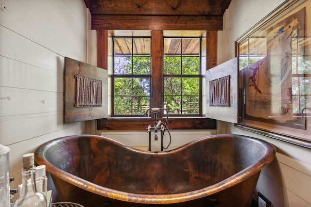 bathroom with a tub and a healthy amount of sunlight