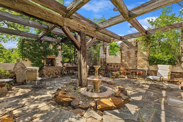 view of patio / terrace featuring a pergola