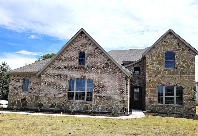 view of front of house featuring a front lawn