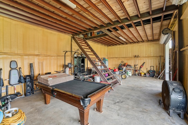 rec room featuring concrete floors and pool table