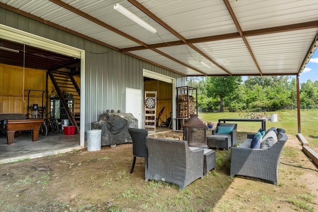 view of patio / terrace featuring an outdoor structure