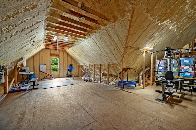 view of unfinished attic