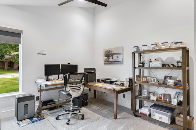 carpeted office space with plenty of natural light