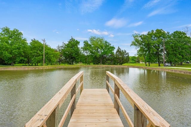 view of dock featuring a water view