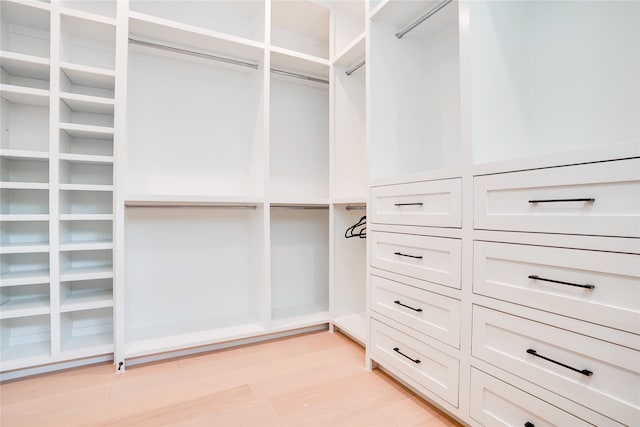 walk in closet featuring light hardwood / wood-style floors