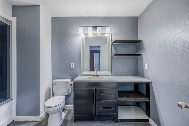 full bathroom with vanity, toilet, and  shower combination