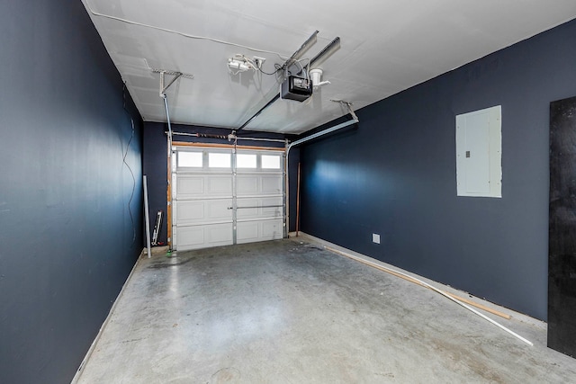 garage featuring a garage door opener and electric panel