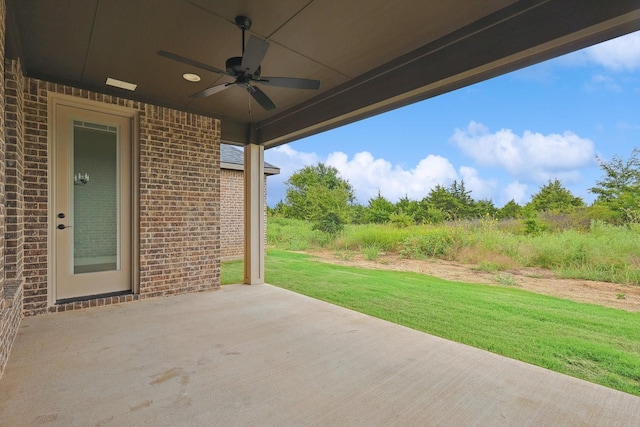 view of patio / terrace with ceiling fan