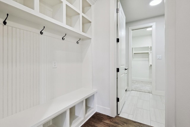 mudroom featuring hardwood / wood-style floors