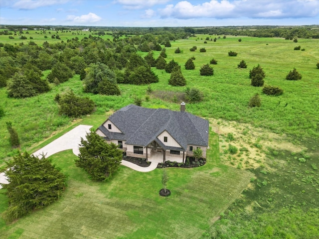 aerial view with a rural view