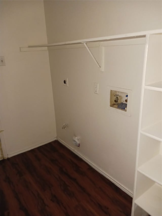 washroom with hardwood / wood-style flooring, hookup for a washing machine, and hookup for an electric dryer