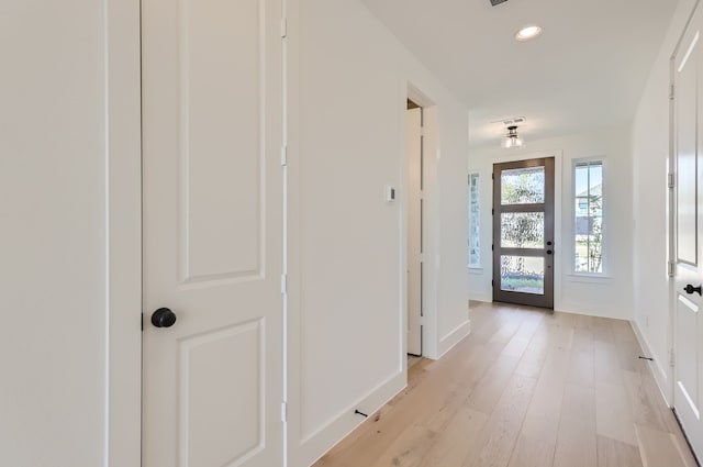 entryway with light wood-type flooring