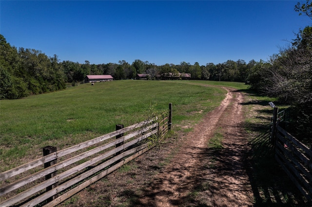 view of road with a rural view