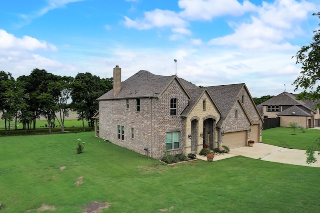 view of front of home with a garage and a front yard