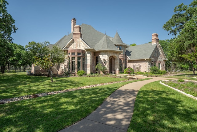 view of front of property with a front lawn