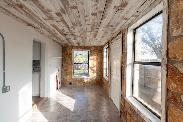 interior space with wood ceiling