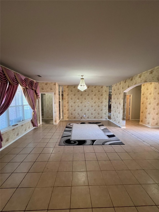 interior space featuring light tile patterned floors