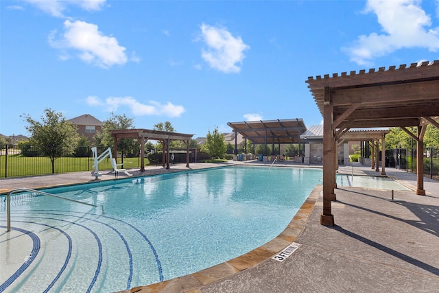 view of pool with a pergola