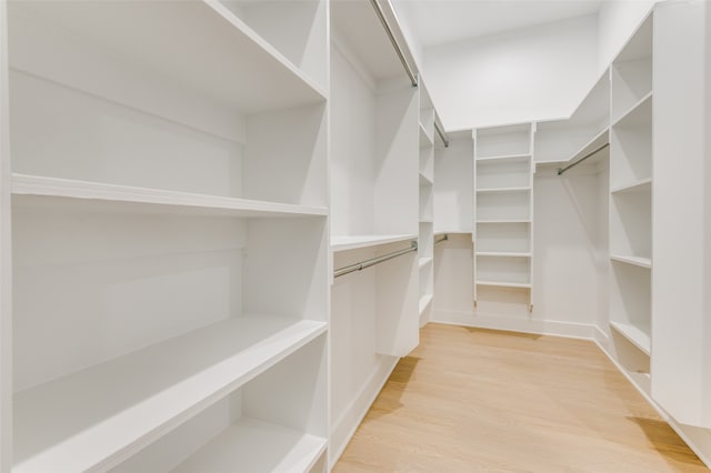 spacious closet with light hardwood / wood-style flooring