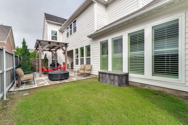 view of yard with an outdoor hangout area, a pergola, and a patio area