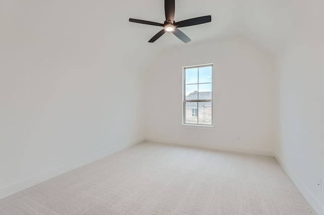 bonus room with ceiling fan, lofted ceiling, and carpet flooring