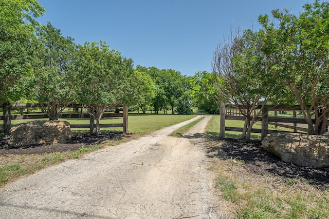 view of street with a rural view