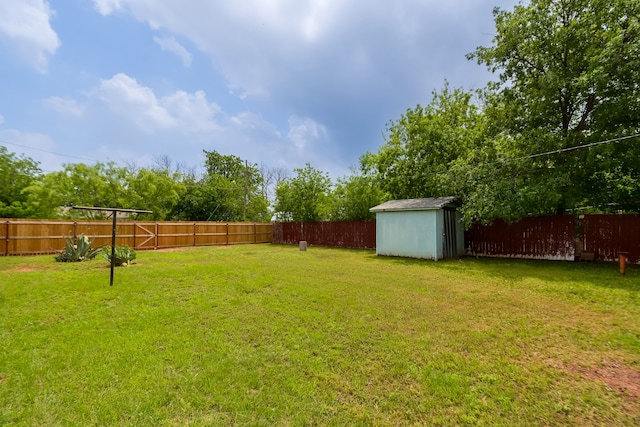 view of yard with a shed