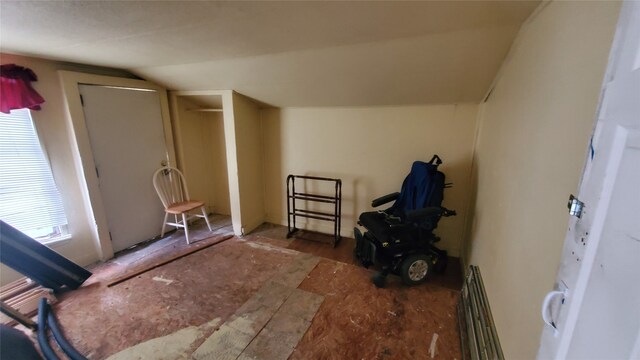 interior space featuring vaulted ceiling