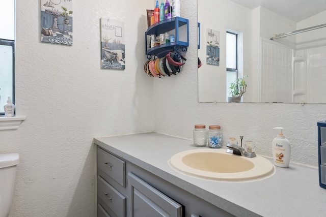 bathroom featuring toilet and large vanity