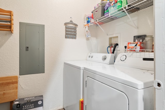 clothes washing area featuring independent washer and dryer and hookup for a washing machine