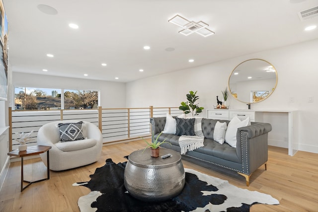 living room featuring light hardwood / wood-style flooring