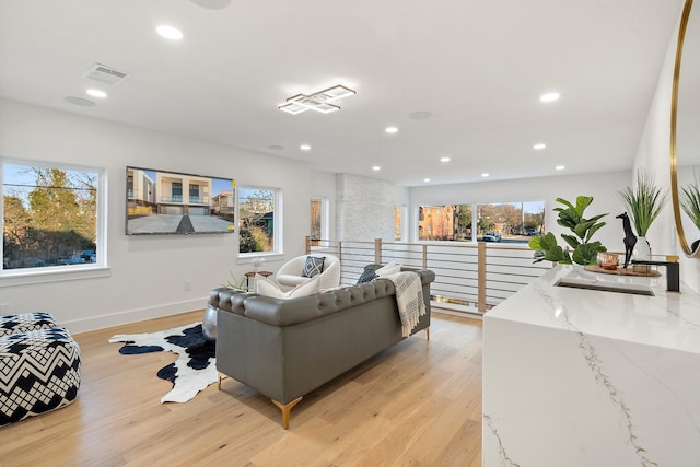 living room featuring light hardwood / wood-style floors