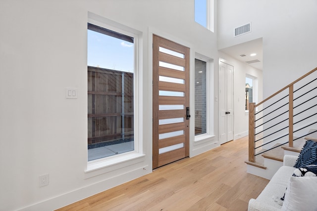 entrance foyer featuring light hardwood / wood-style flooring