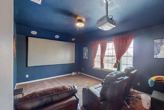 home theater with carpet flooring