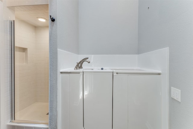 bathroom featuring walk in shower