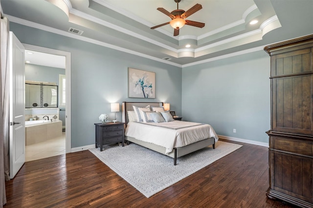 bedroom featuring ornamental molding, carpet, and ceiling fan