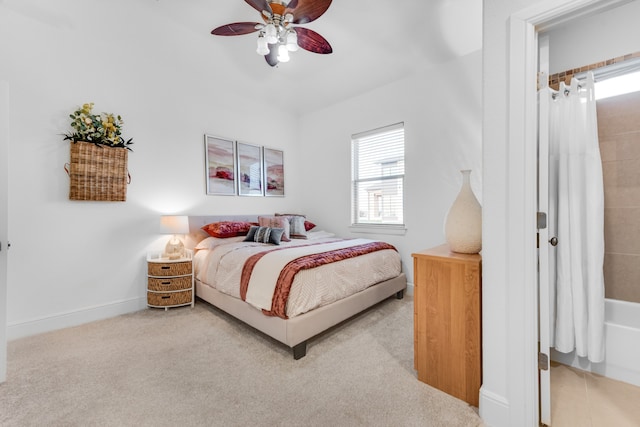 bedroom featuring carpet floors and ceiling fan