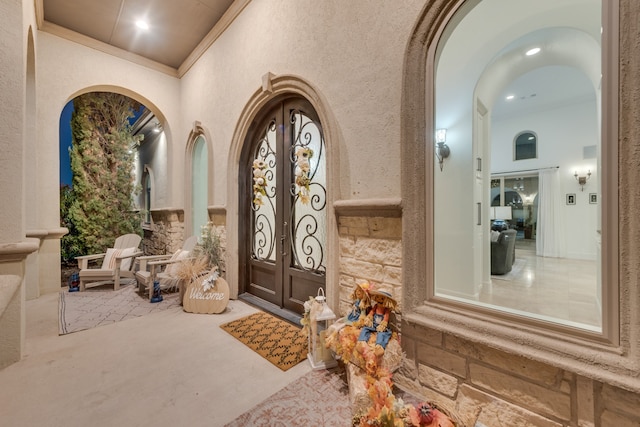 doorway to property with french doors