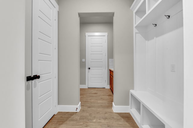 mudroom featuring light wood-type flooring