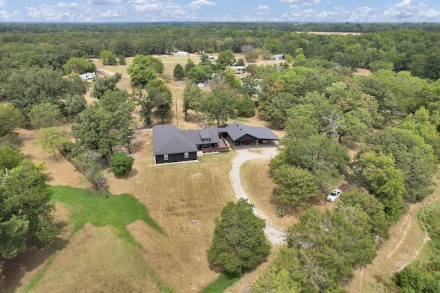 aerial view featuring a forest view