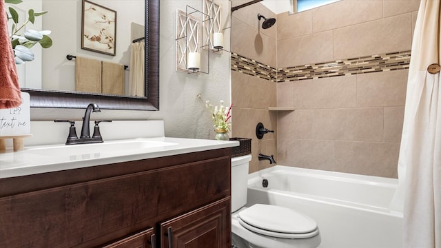 full bathroom featuring vanity, toilet, and shower / bath combo with shower curtain