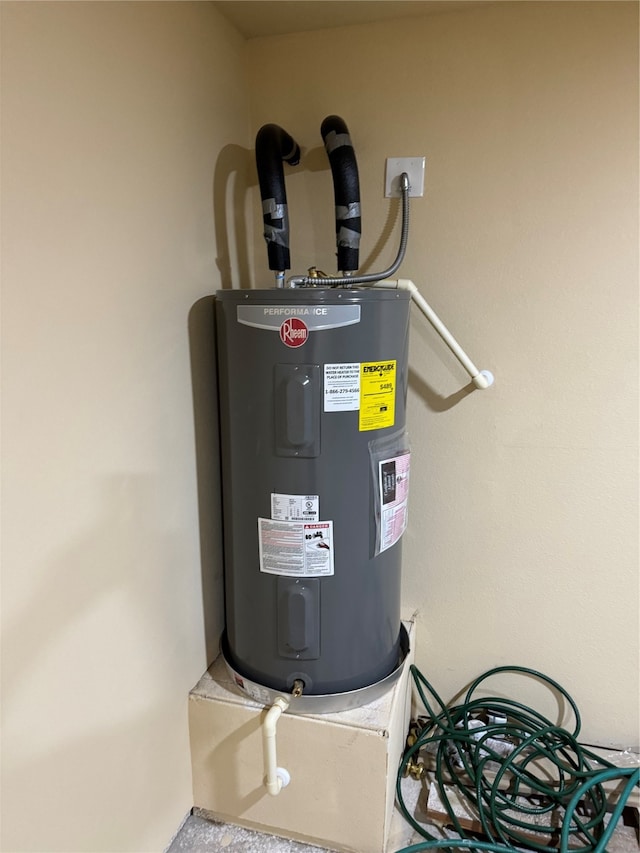 utility room with electric water heater