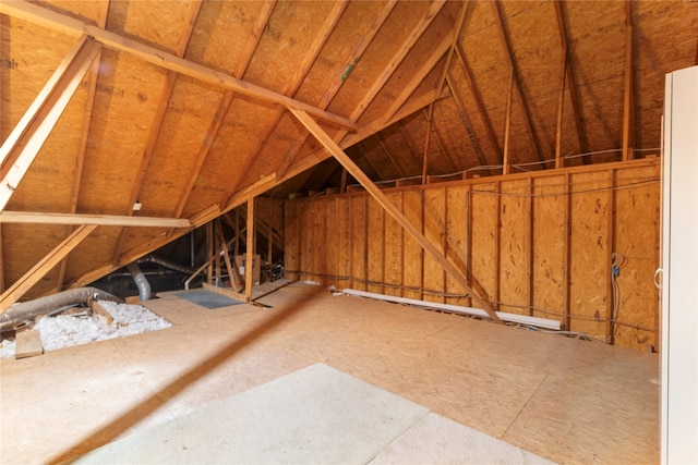 view of unfinished attic