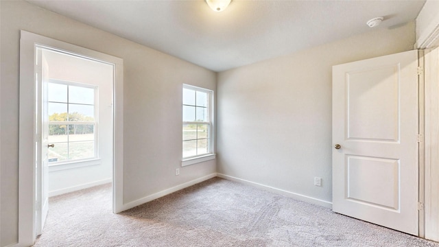 empty room featuring baseboards, carpet, and a healthy amount of sunlight