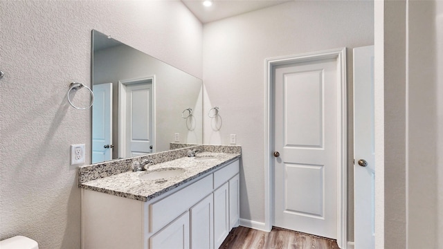 bathroom featuring wood-type flooring and vanity