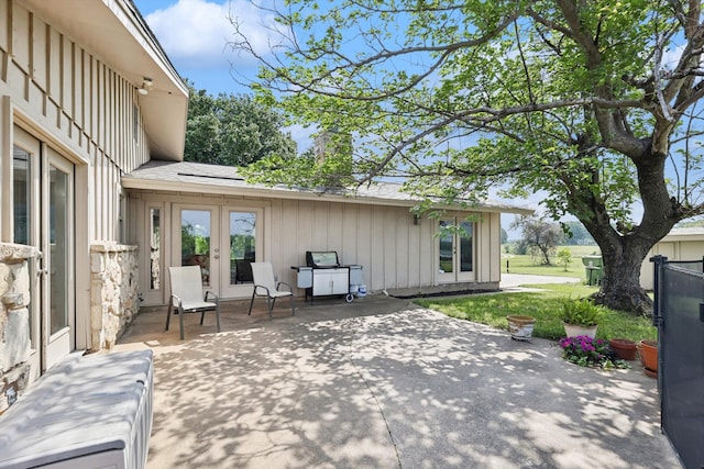 view of patio / terrace featuring french doors